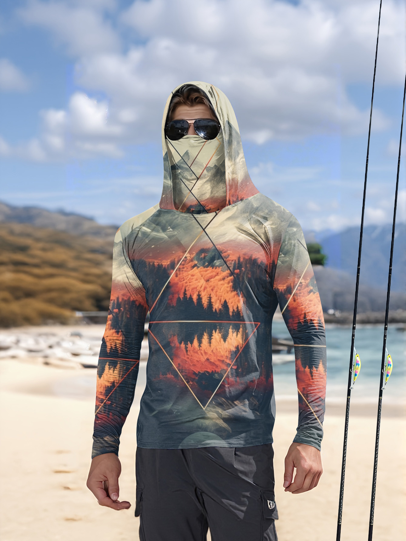 Summer Clothing Types - Męska bluza wędkarska z kapturem i