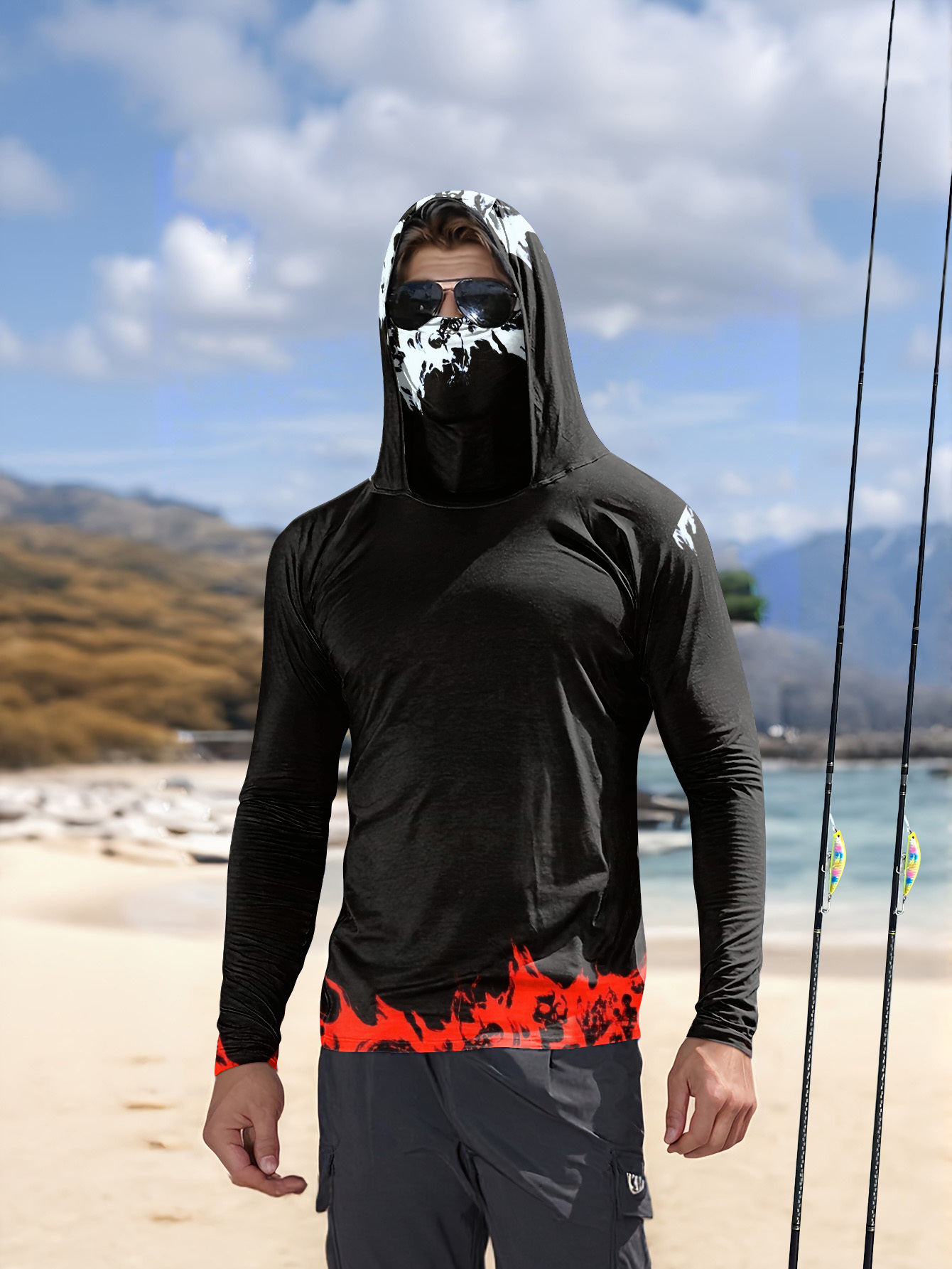 Rash Guard Long Sleeve - Męska koszulka wędkarska z kapturem, długi