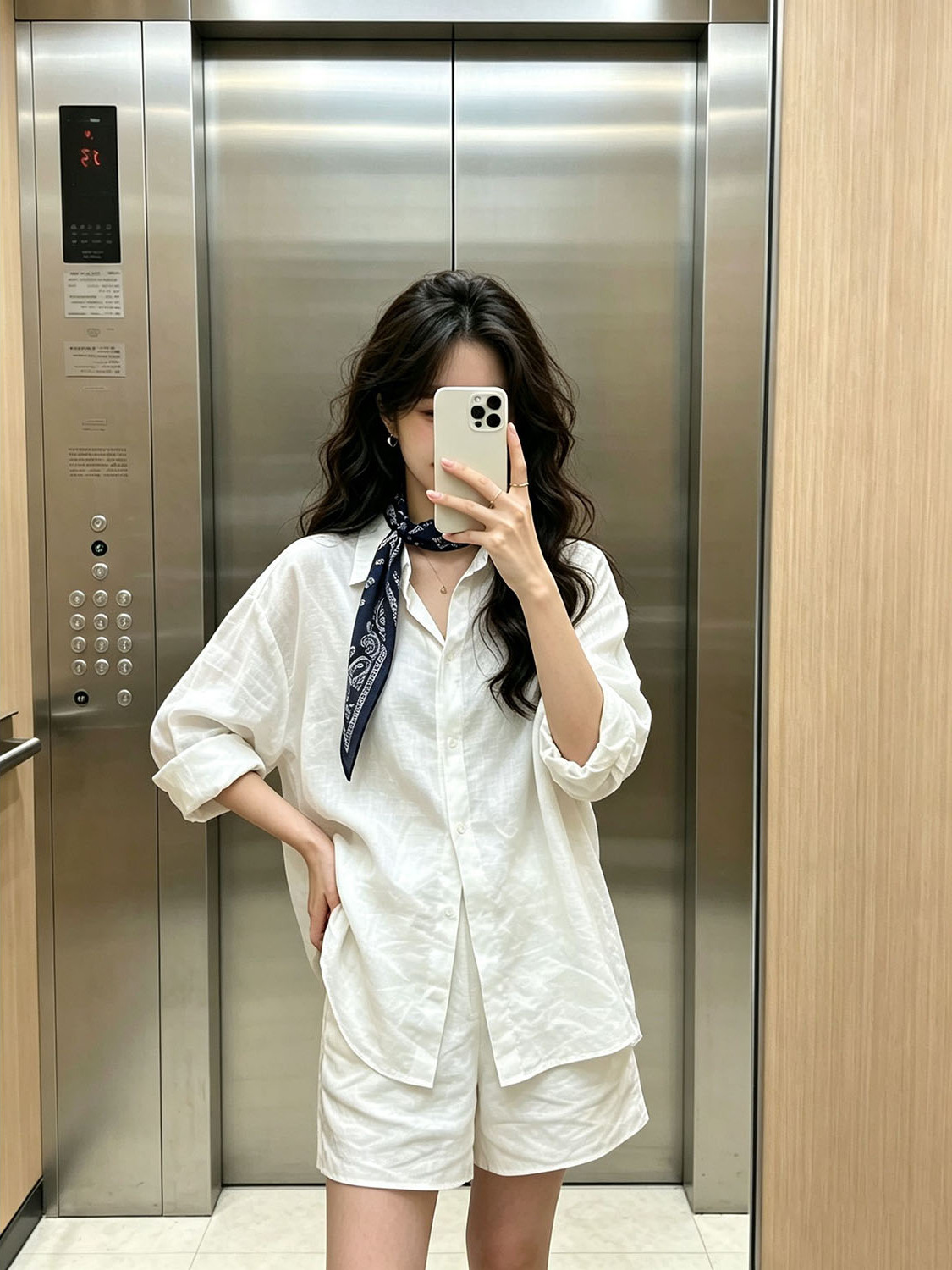 Summer Clothing Old Money - Biały zestaw: koszula w stylu koreańskim