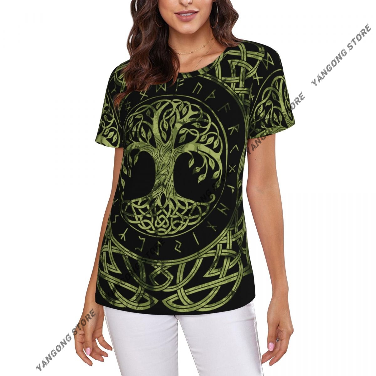 Summer Viking Clothing - T-shirt damski Norse Nordic Viking Tree