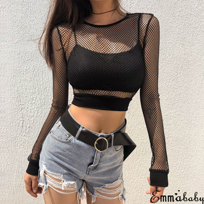 Summer Clothing Old Money - Seksowna czarna Hollow Out Mesh kobiece
