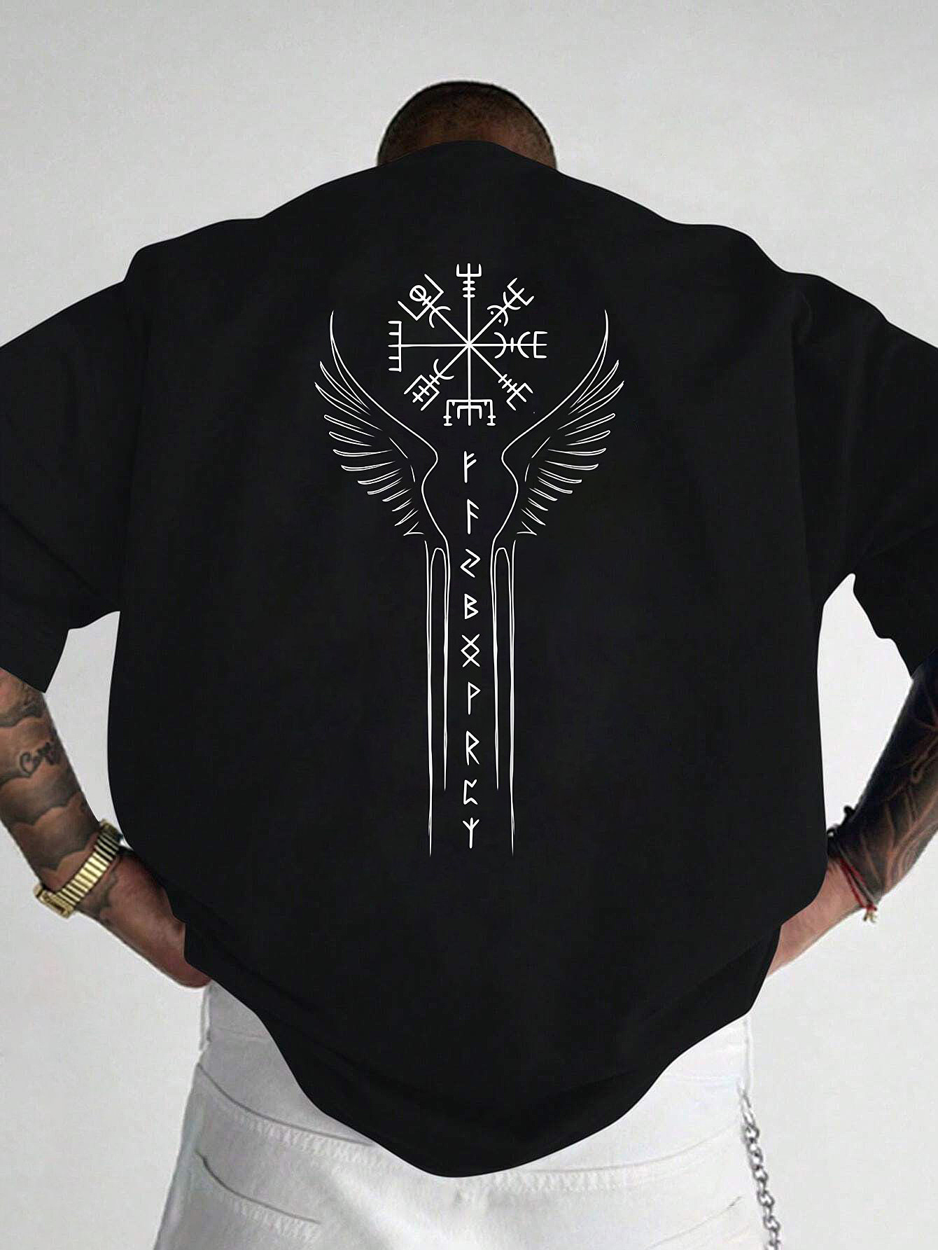 Summer Viking Clothing - Koszulka męska z nadrukiem runicznego kompasu
