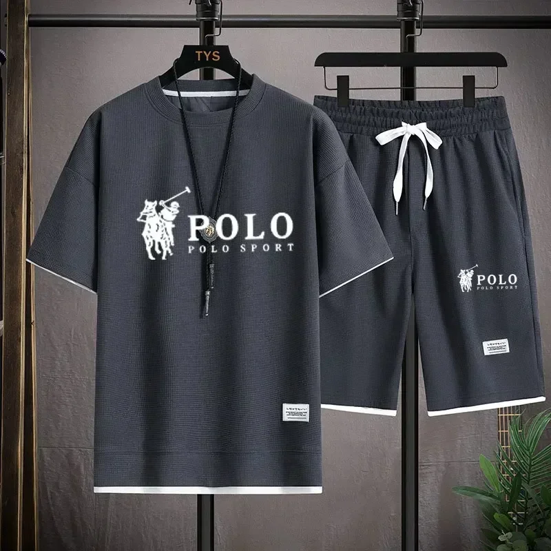 Summer Gym Clothing - Męski letni zestaw waflowy 2-częściowy 2026:
