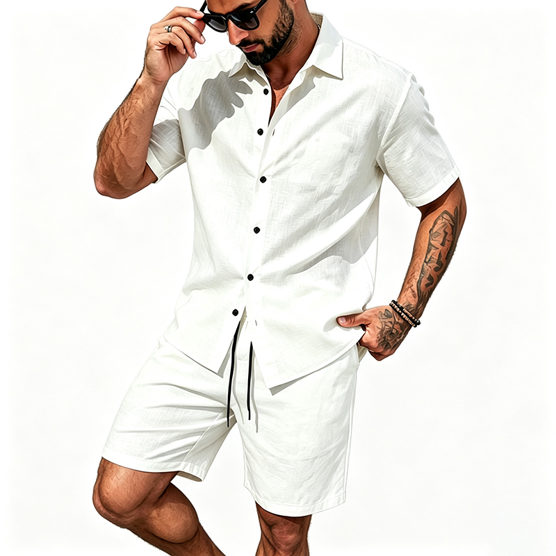Męski lniany dwuczęściowy zest – Summer Clothing Types recenzja i cena