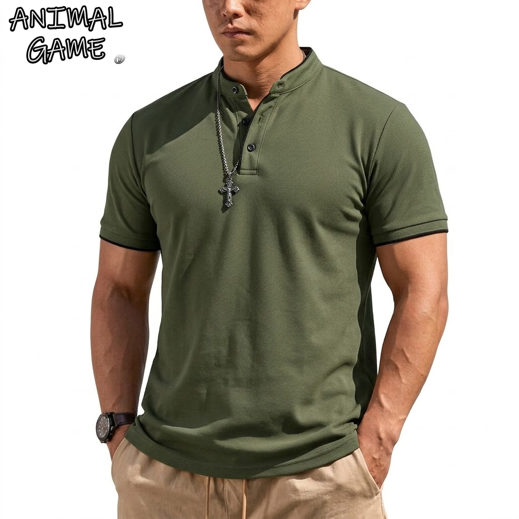 Letnia koszulka Henley z krótk – Summer Gym Clothing recenzja i cena