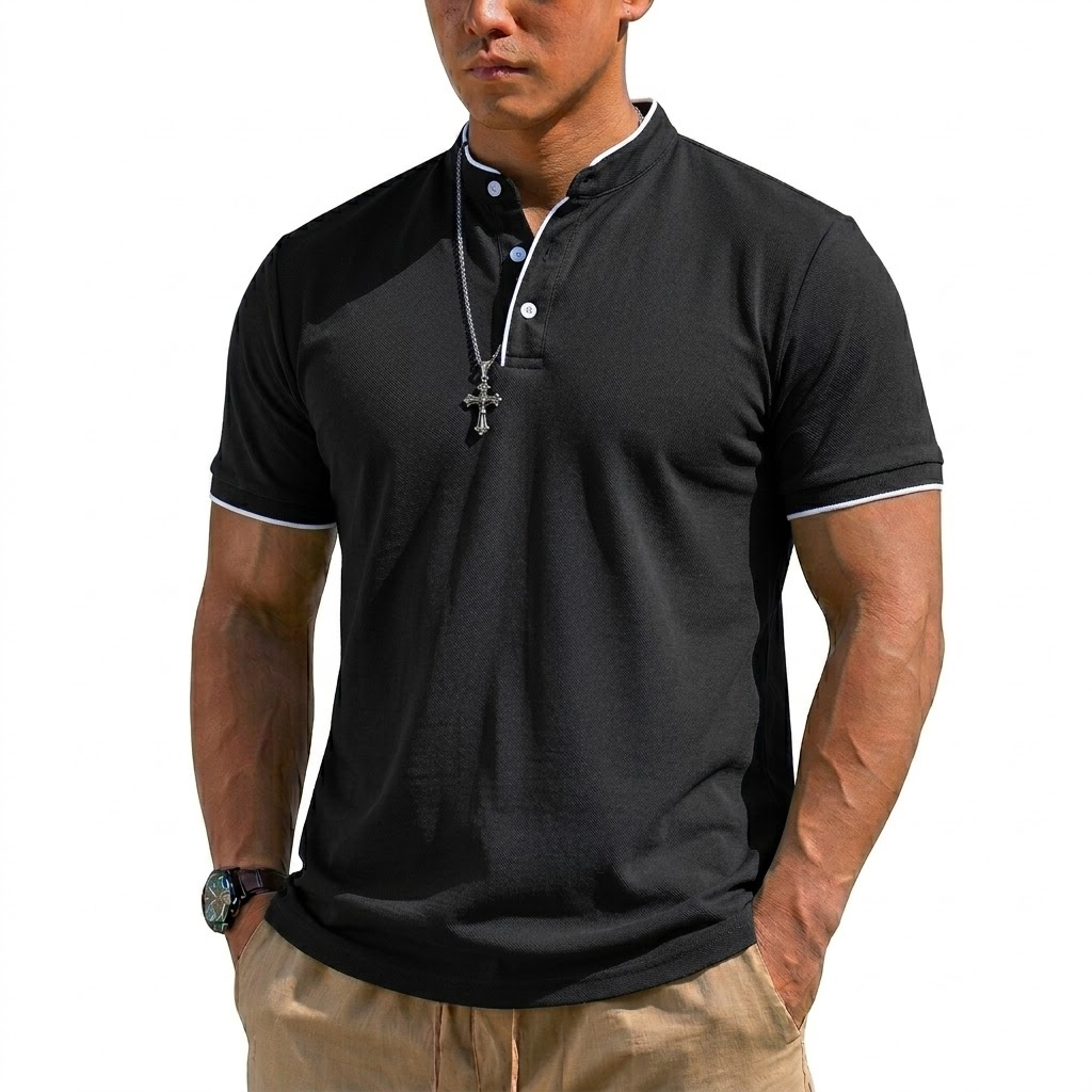 Letnia koszulka Henley z krótk – Summer Gym Clothing recenzja i cena