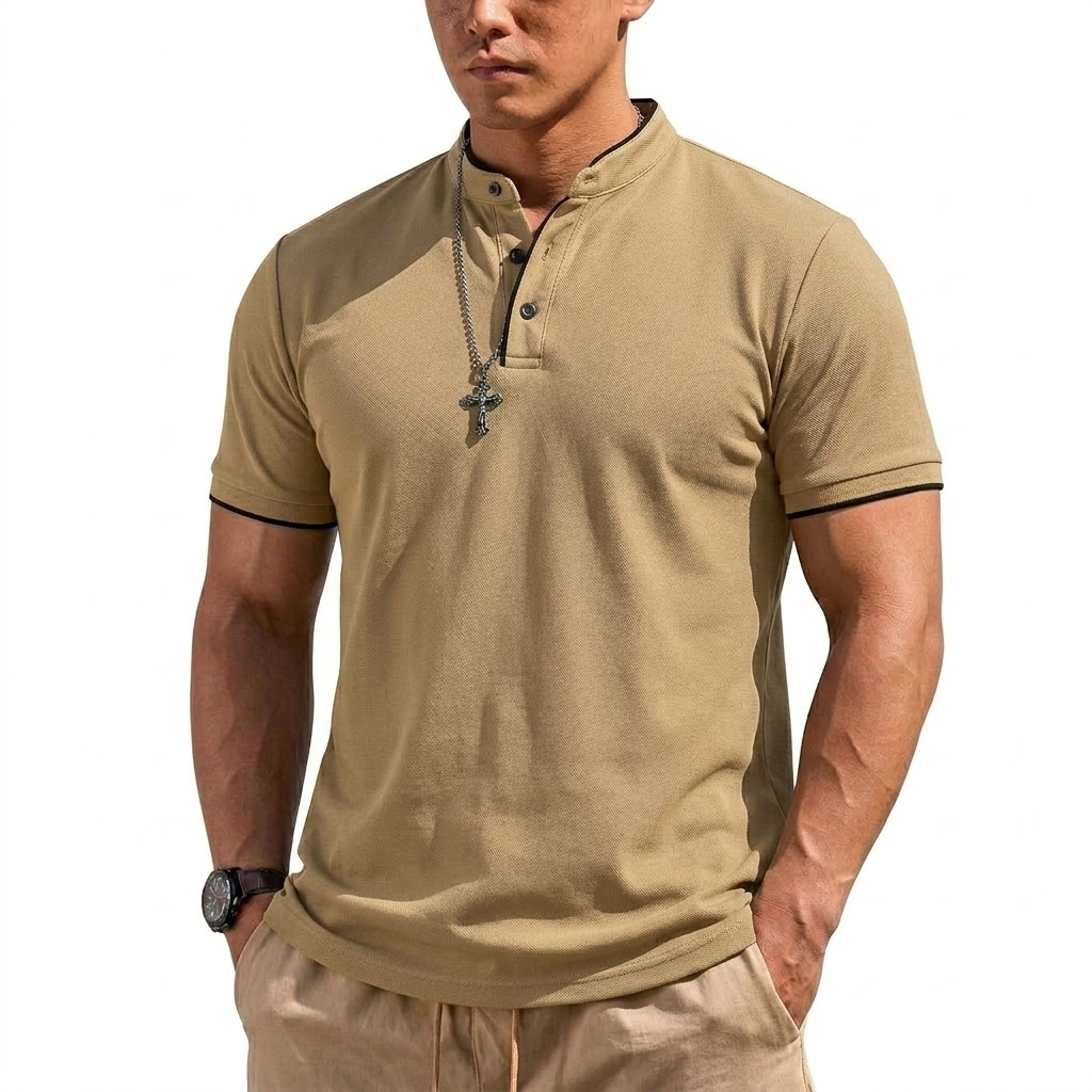 Letnia koszulka Henley z krótk – Summer Gym Clothing recenzja i cena