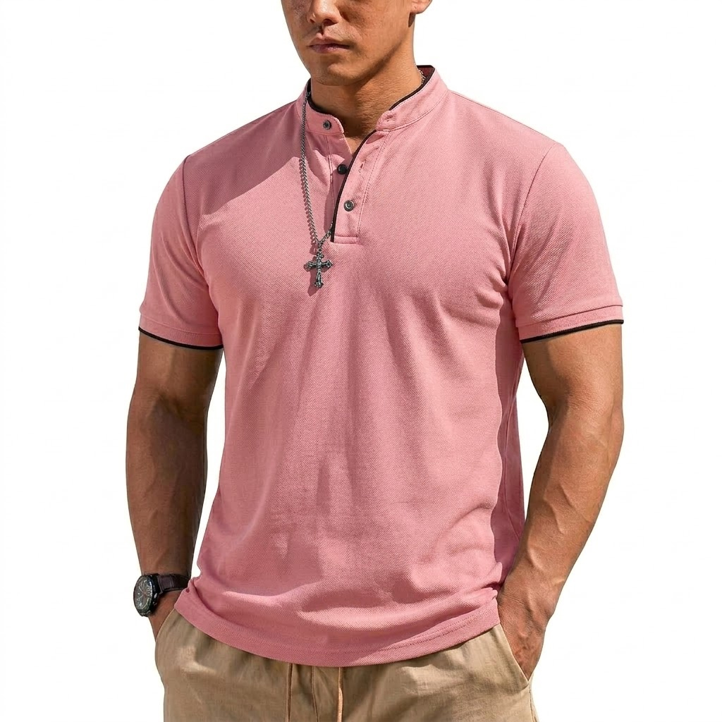 Letnia koszulka Henley z krótk – Summer Gym Clothing recenzja i cena